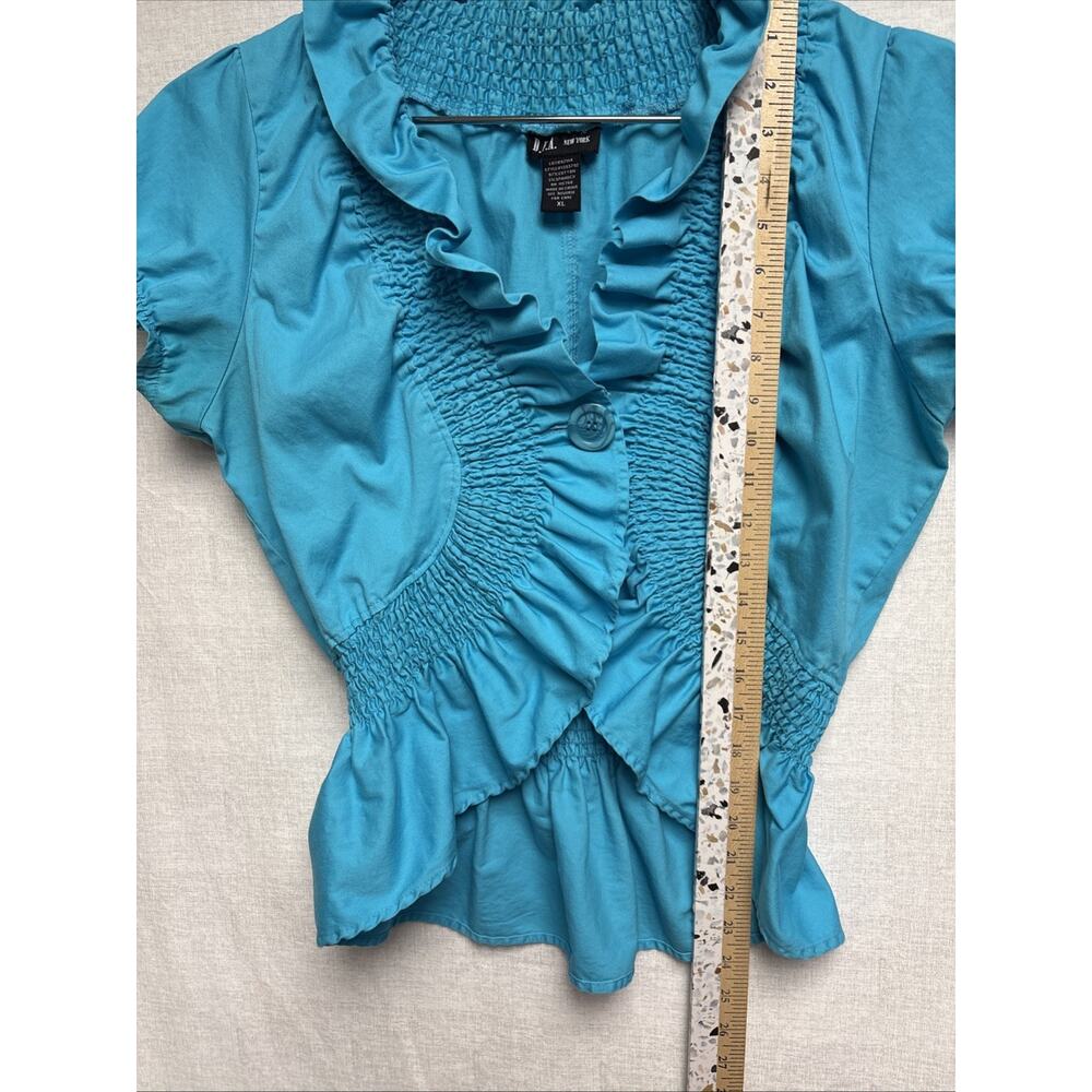 DFA New York 2 Pc Blue Ruffled Top & Multicolor Skirt - Size 14 - Picture 8 of 16